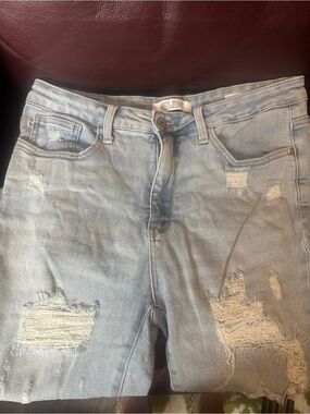 Judy Blue Light Blue Denim Shorts with Branded Button